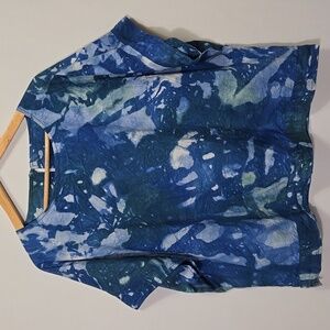 Global Mamas 100% Organic Cotton Boxy Tie Dye Top XL Blue Green